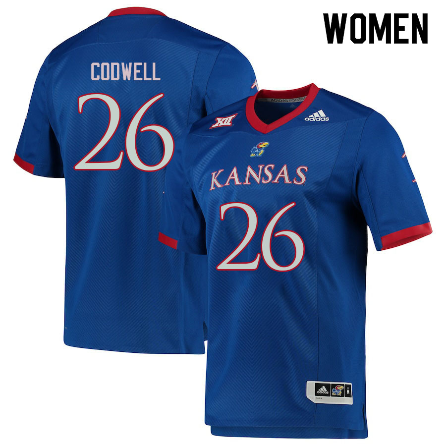 Women #26 Jack Codwell Kansas Jayhawks College Football Jerseys Sale-Royal